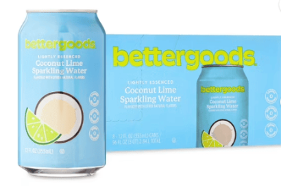 bettergoods Coconut Lime Flavored Sparkling Water, 12 fl oz, 8 Cans