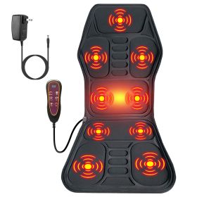 Full Body Massage Chair Pad with Heat Multifunctional Back Massager with Pinpoint Massage Vibration Timer for Home Office Car Use (Color: Black)